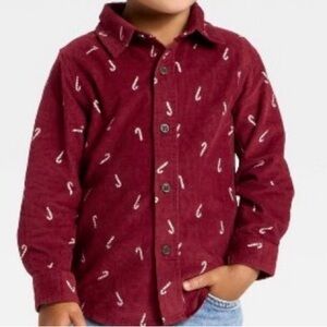 Baby Boys' Long Sleeve Candy Cane Button-Up Shirt - Cat & Jack